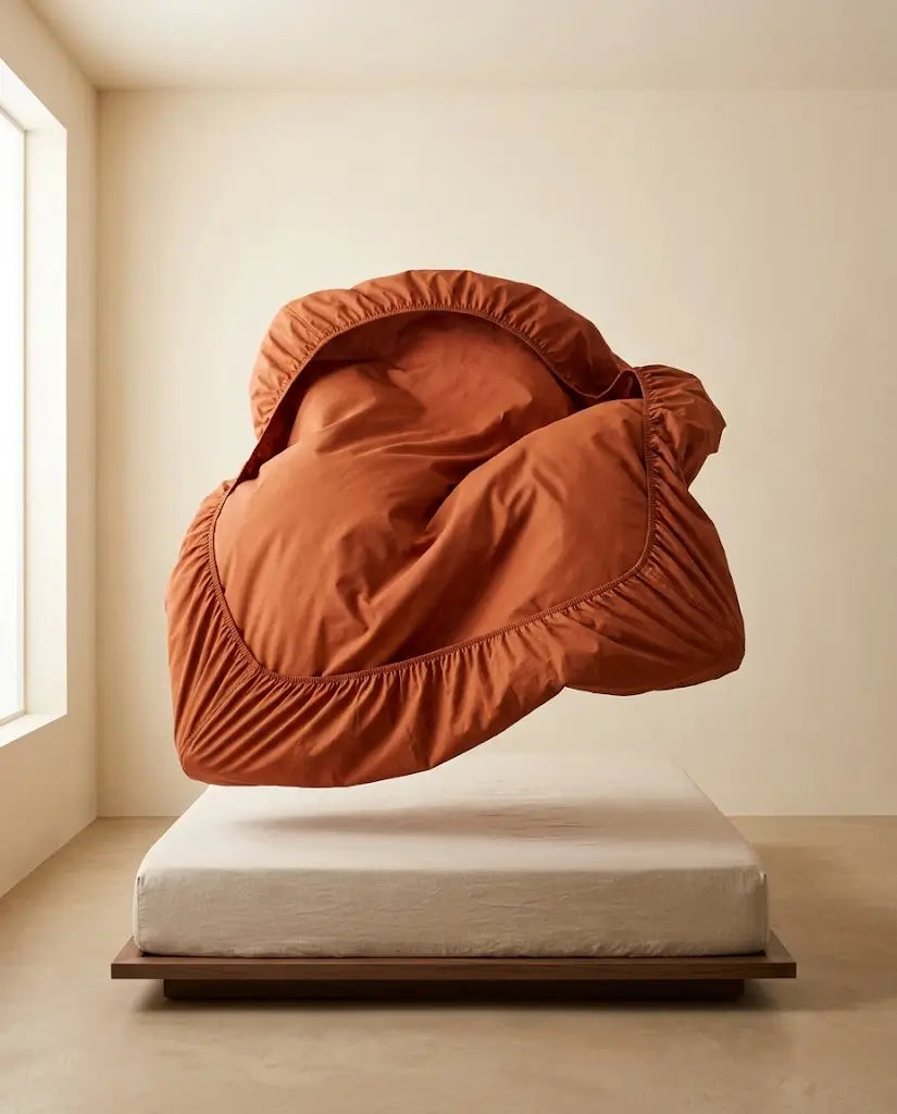 Drap housse percale de coton Terracotta - flottant