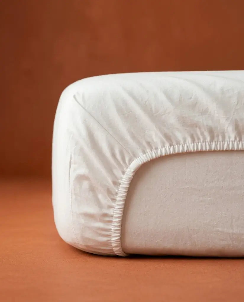 Drap housse percale de coton Neige - coin detail