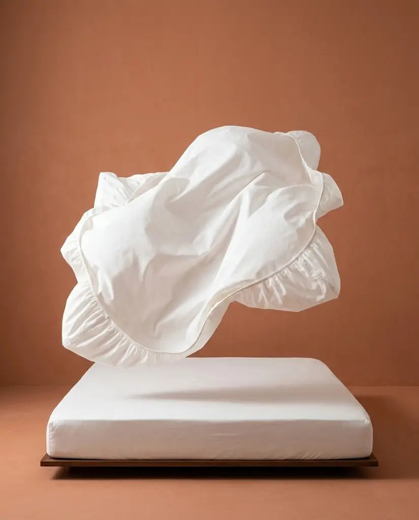 Drap housse percale de coton Neige - flottant
