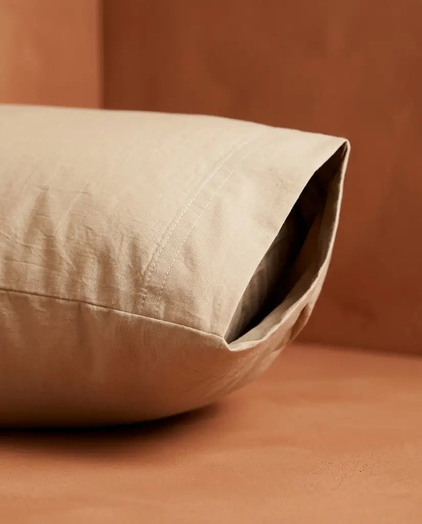 Taies d'oreiller percale de coton Nude – détail du bord