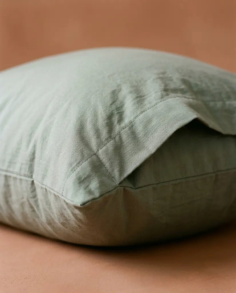 Taies d'oreiller percale de coton Argile – détail du bord