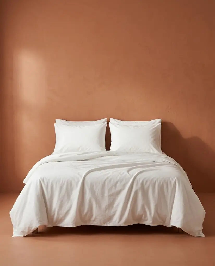 Taies d'oreiller percale de coton Neige – sur le lit