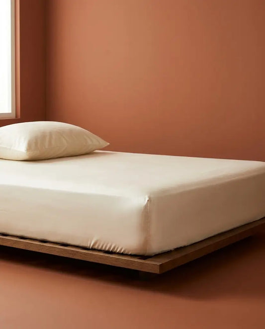 Drap housse satin de coton Neige - lit coin