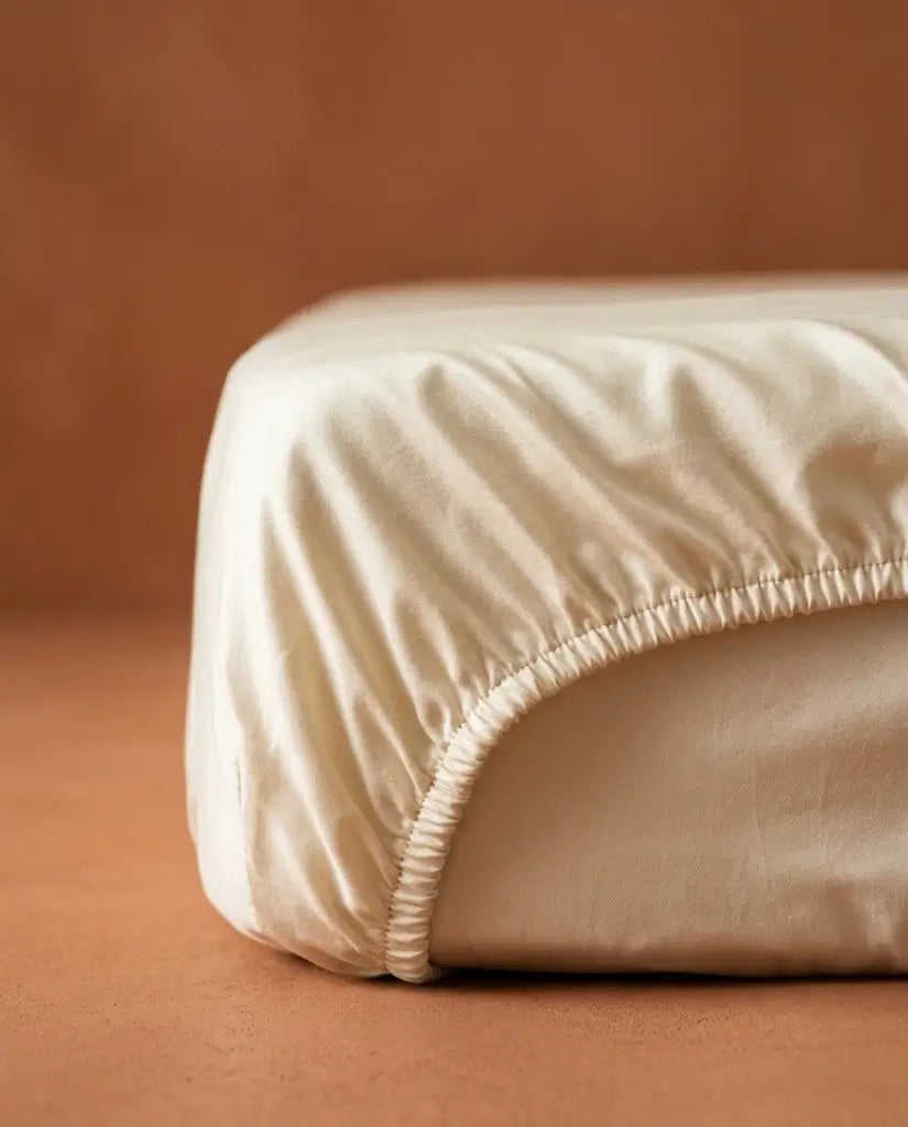 Drap housse satin de coton Neige - coin detail
