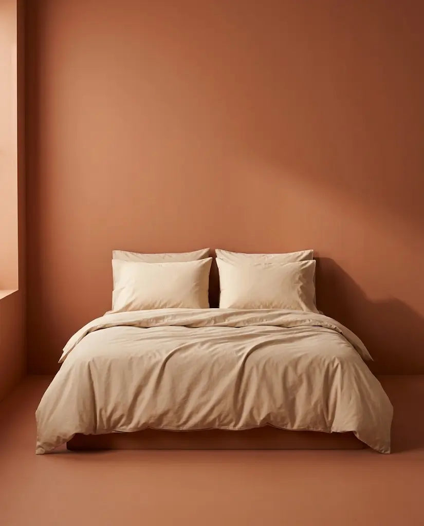Taies d'oreiller percale de coton Nude – sur le lit