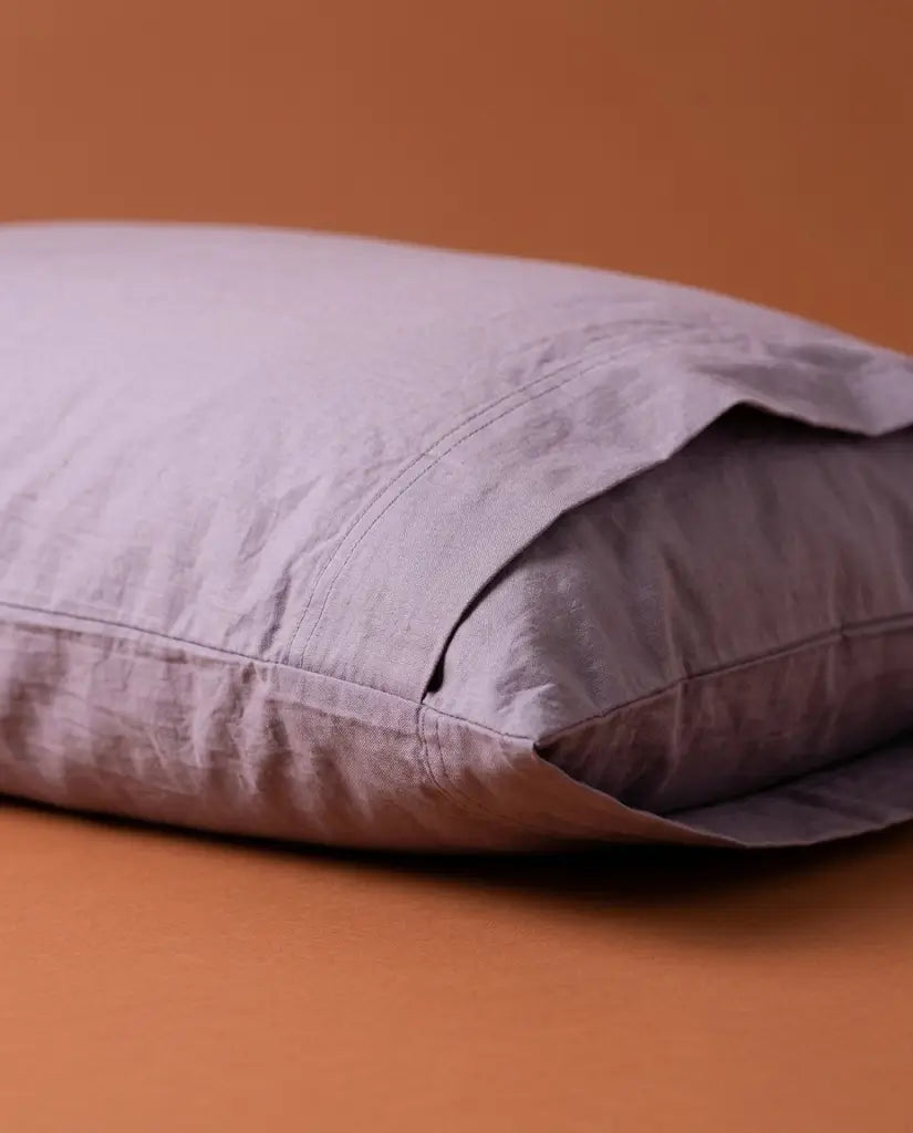 Taies d'oreiller percale de coton Lilas – détail du bord