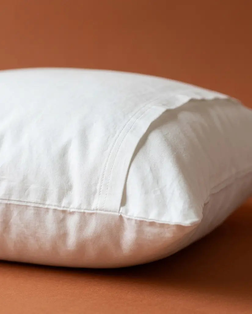 Taies d'oreiller percale de coton Neige – détail du bord
