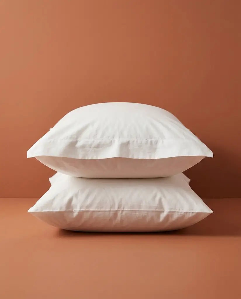 Taies d'oreiller percale de coton Neige – taies empilées
