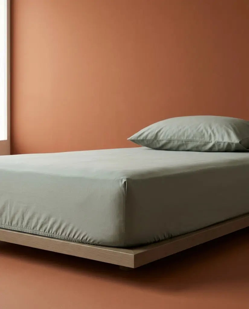 Drap housse percale de coton Argile - lit coin