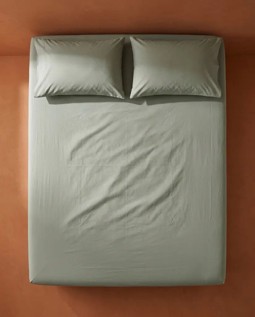 Drap housse percale de coton Argile - dessus lit