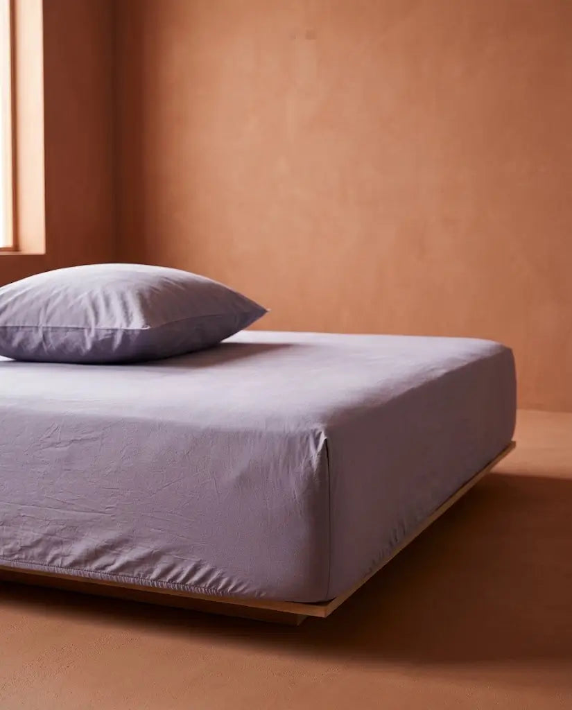 Drap housse percale de coton Lilas - lit coin