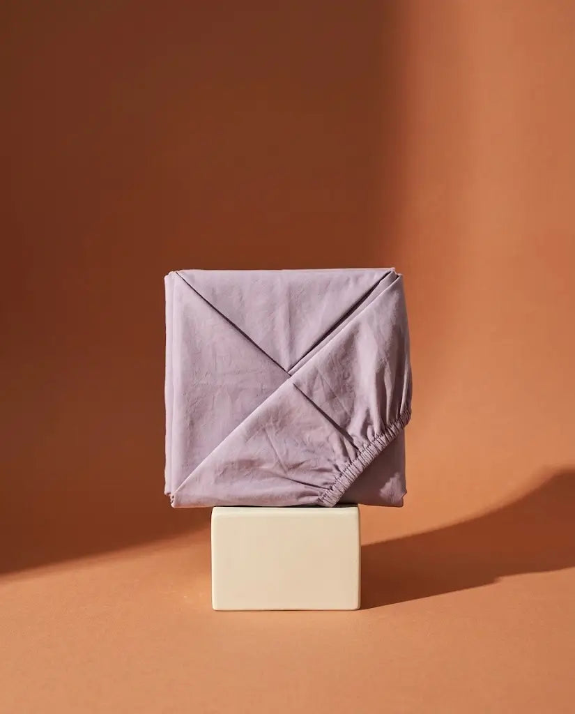 Drap housse percale de coton Lilas - plie