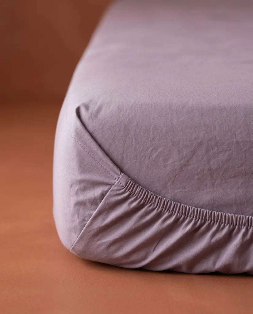 Drap housse percale de coton Lilas - coin detail
