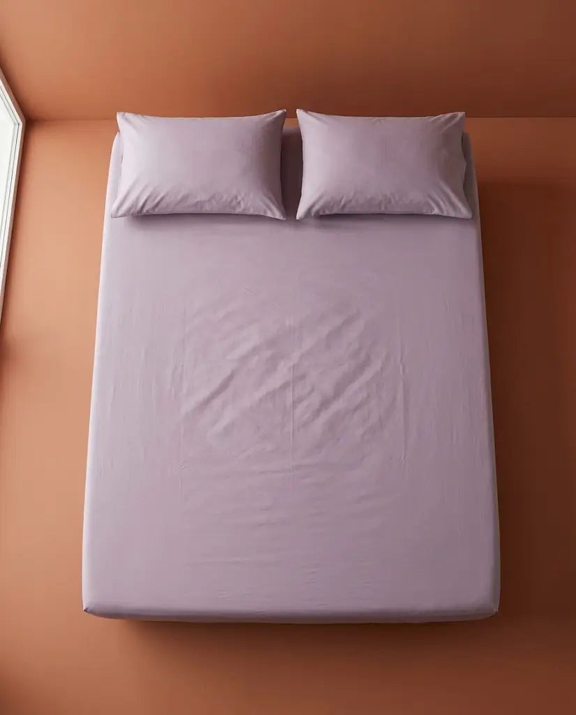 Drap housse percale de coton Lilas - dessus lit