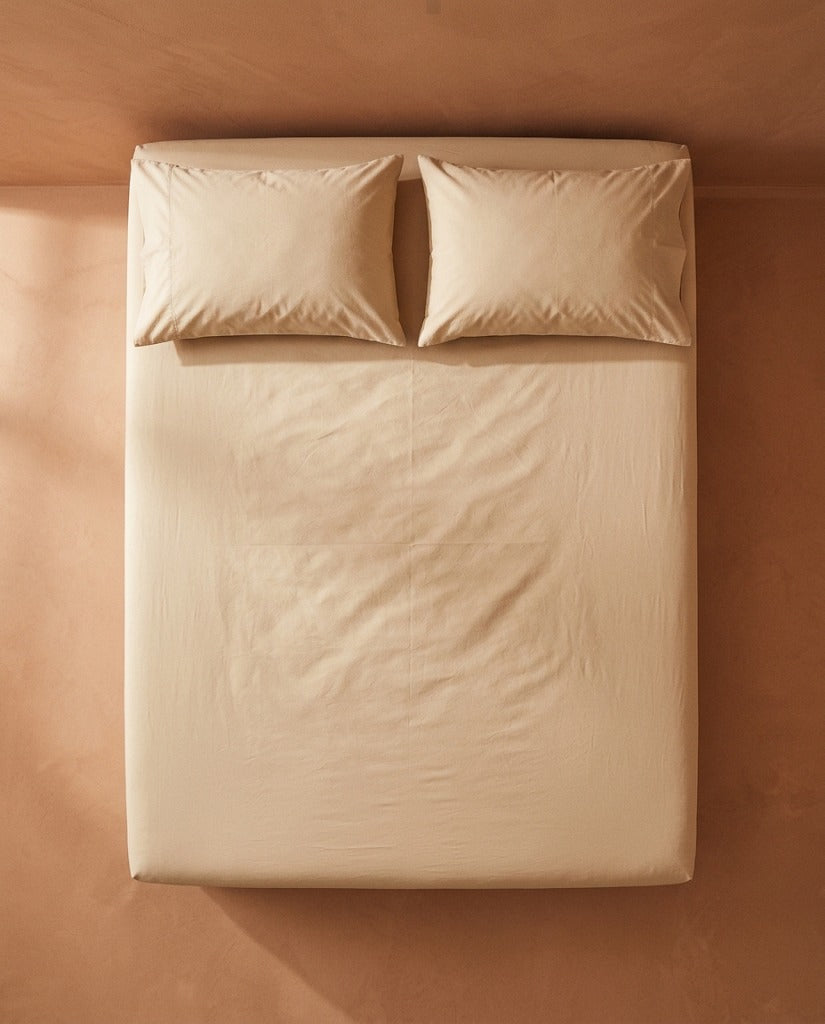 Drap housse percale de coton Nude - dessus lit