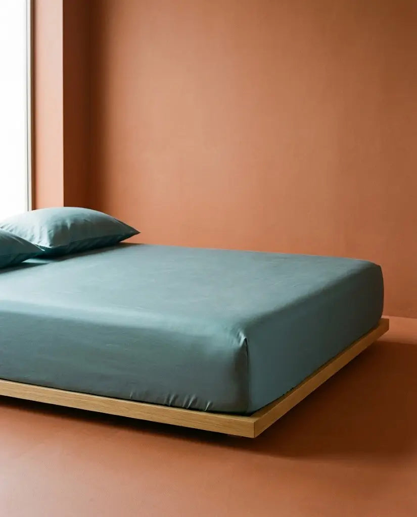 Drap housse satin de coton Ardoise - lit coin