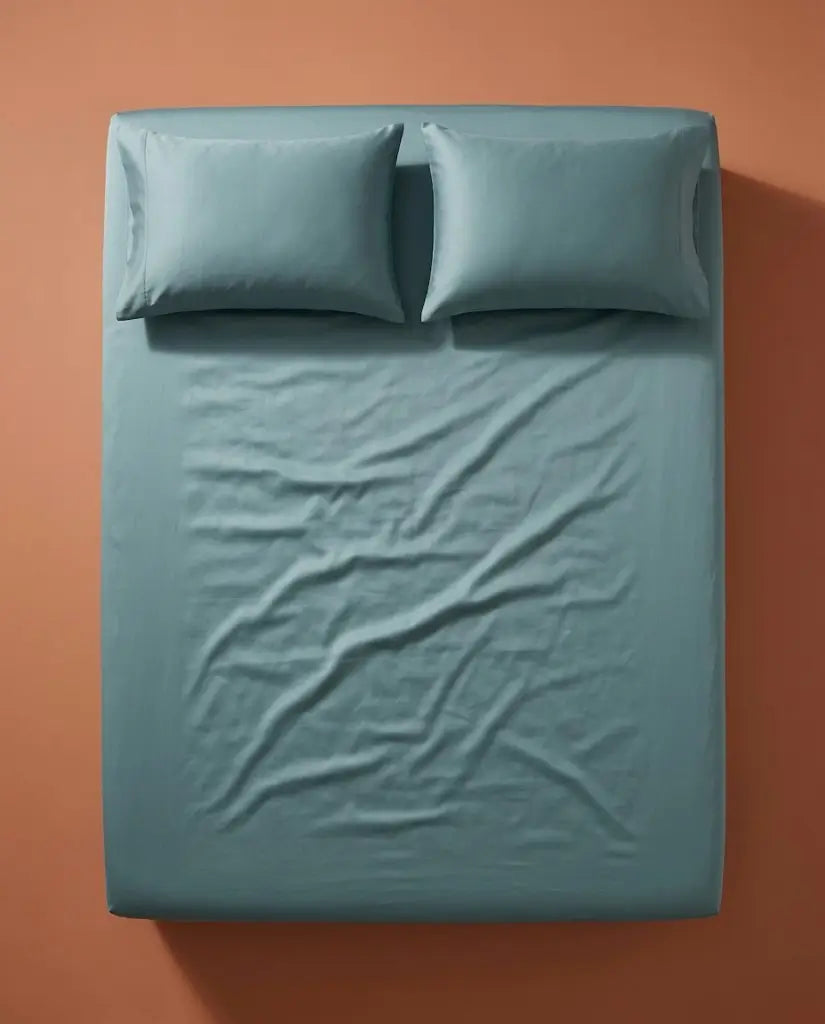 Drap housse satin de coton Ardoise - dessus lit