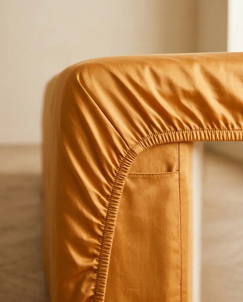 Drap housse satin de coton Cannelle - coin detail