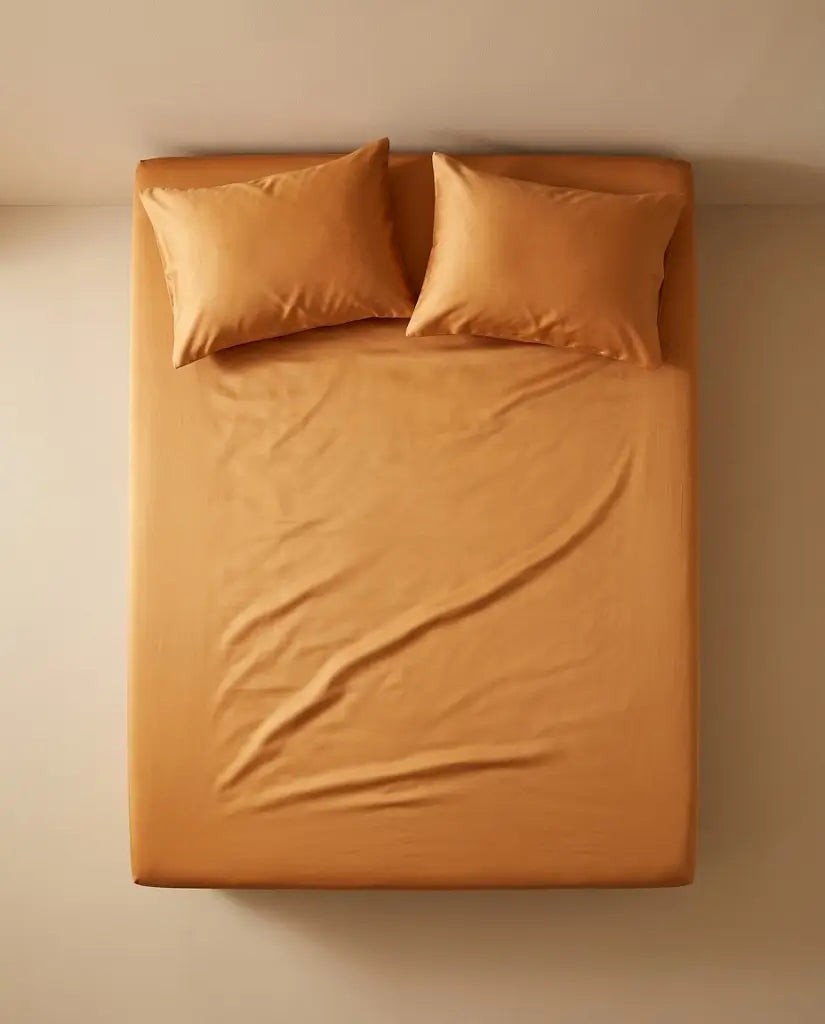 Drap housse satin de coton Cannelle - dessus lit