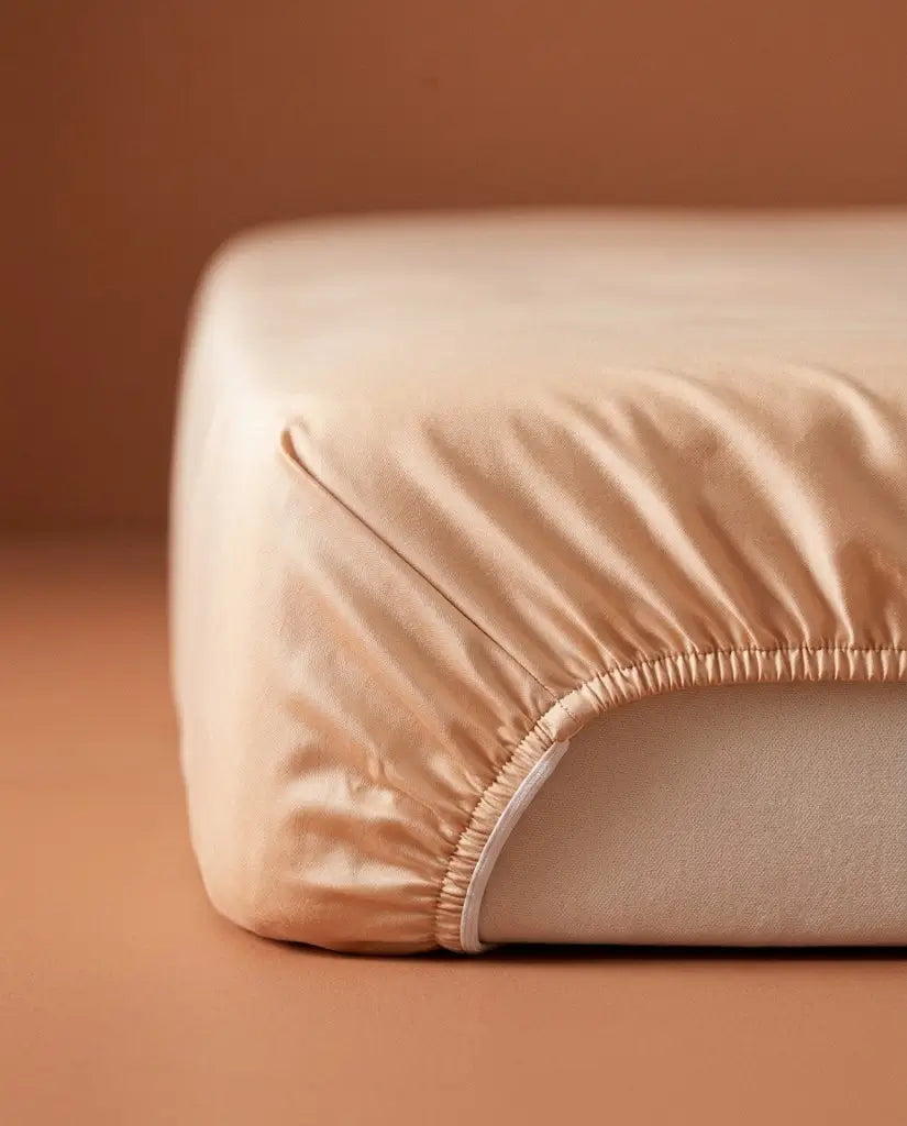 Drap housse satin de coton Dune - coin detail