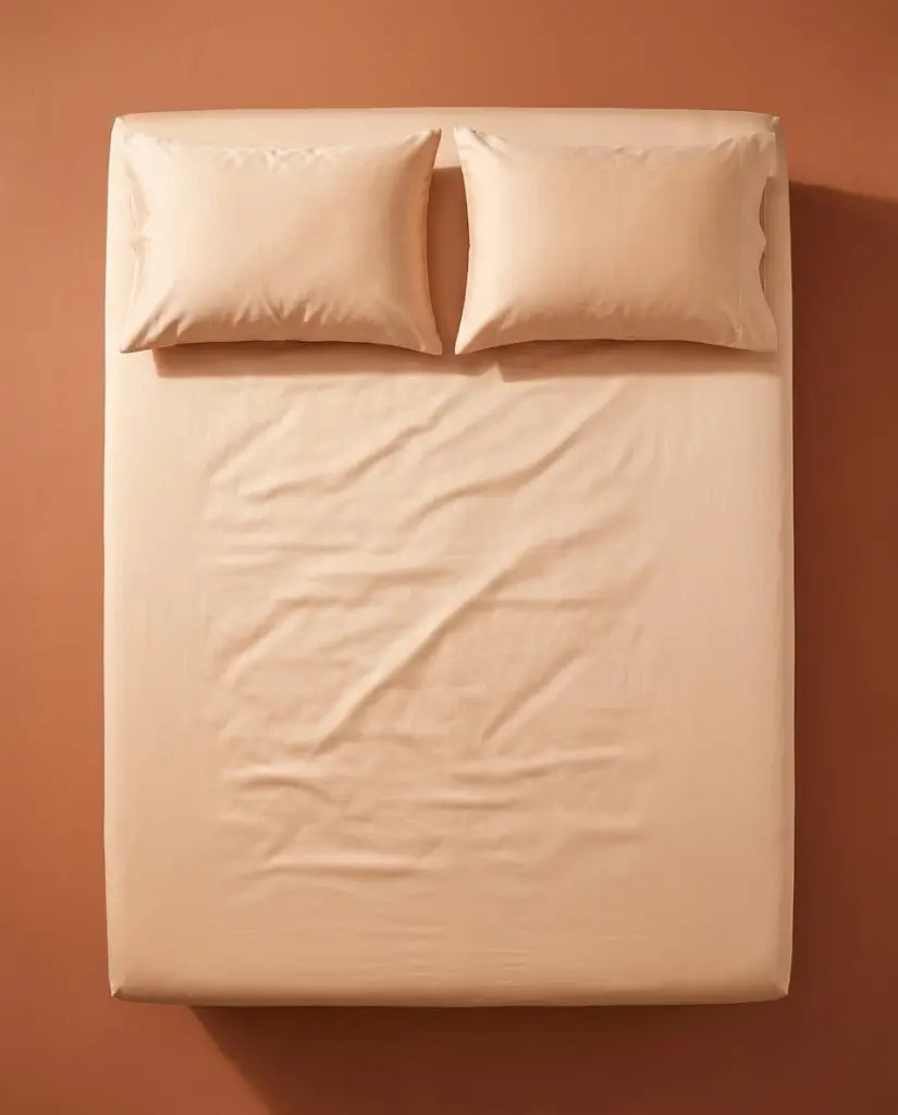 Drap housse satin de coton Dune - dessus lit