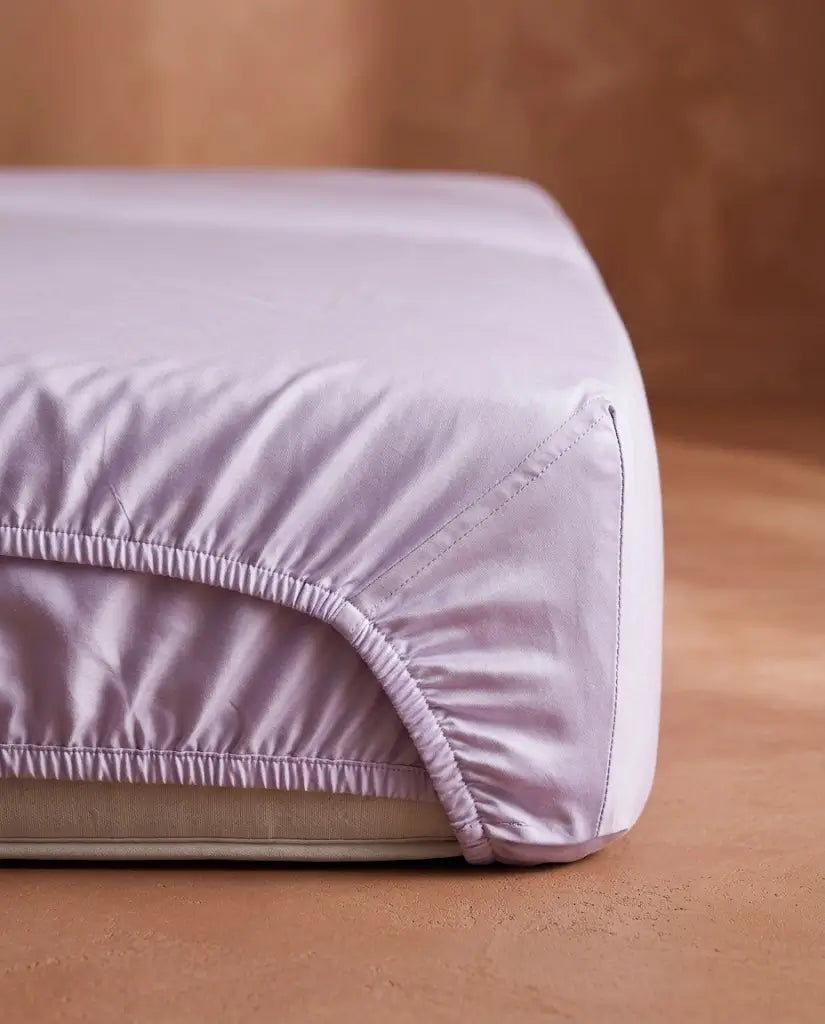 Drap housse satin de coton Lavande - coin detail