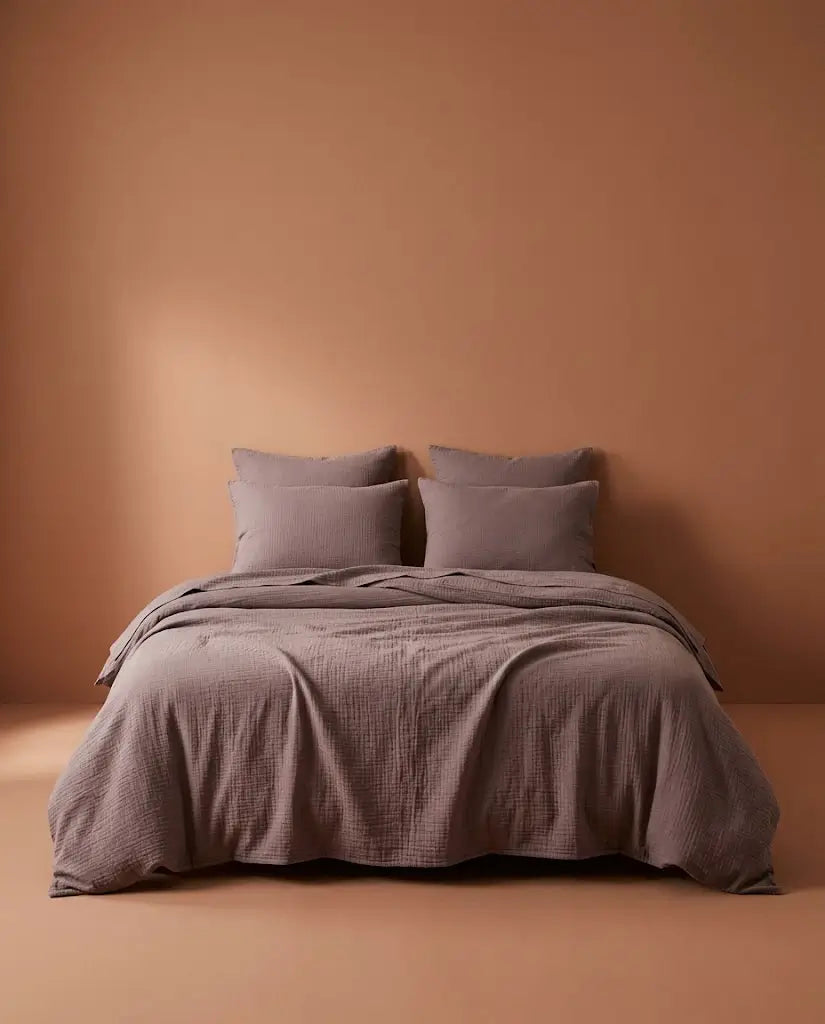Housse de couette gaze de coton Myrtille - Lit de face