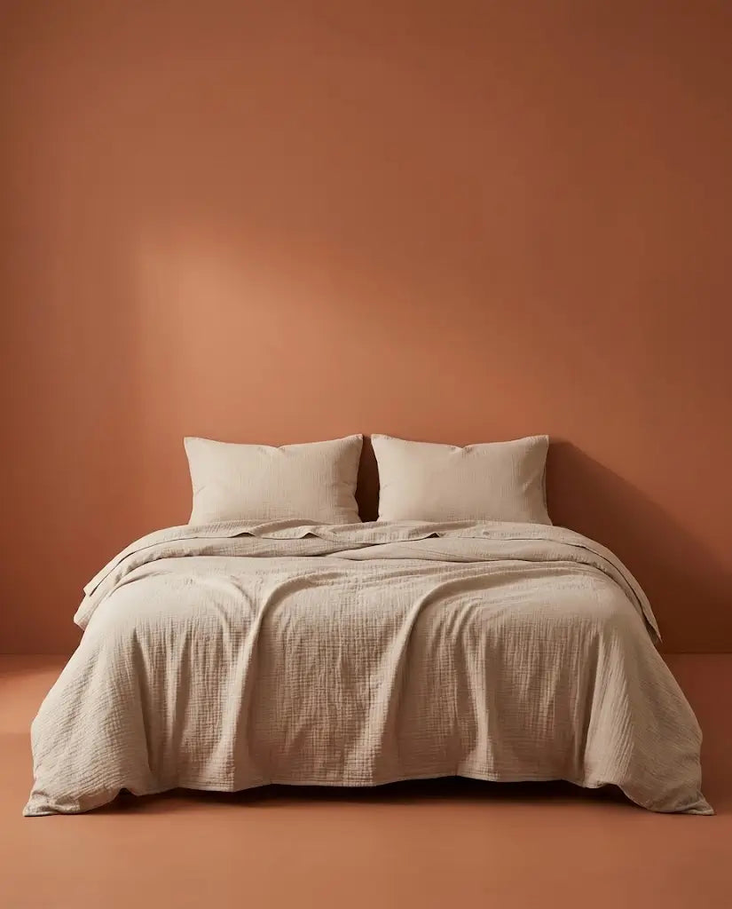 Housse de couette gaze de coton Nude - Lit de face