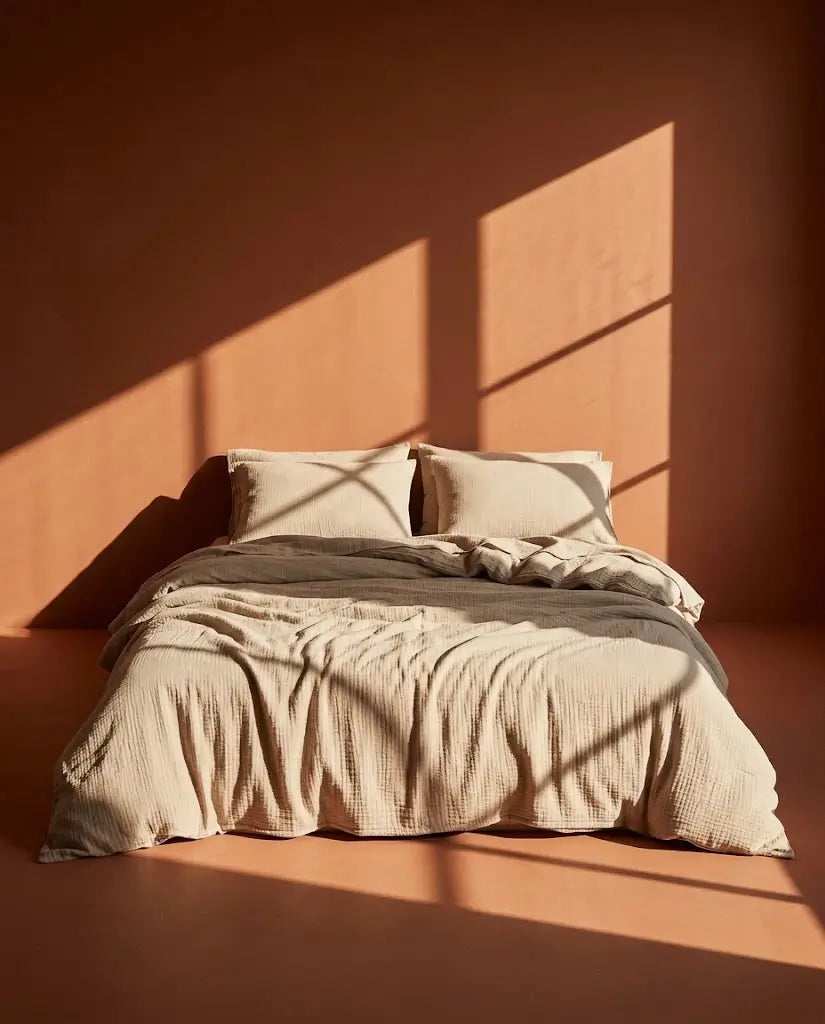 Housse de couette gaze de coton Nude - Ombre dure sur le lit