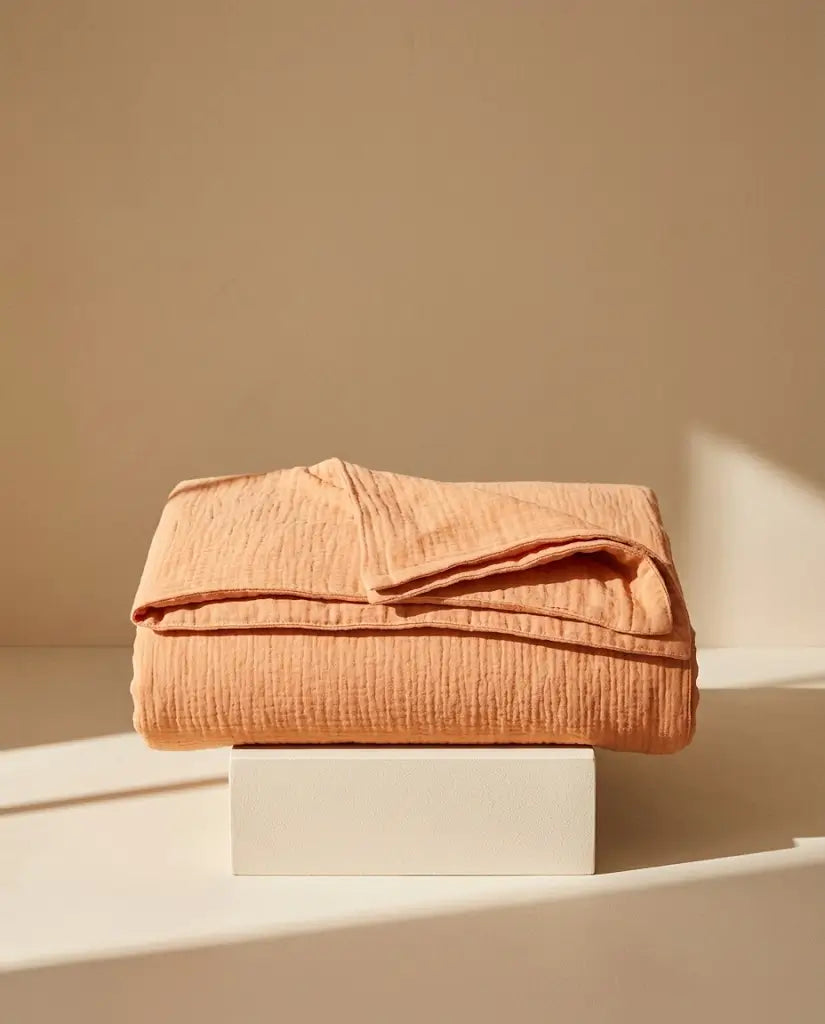 Housse de couette gaze de coton Terracotta - Housse pliée sur socle