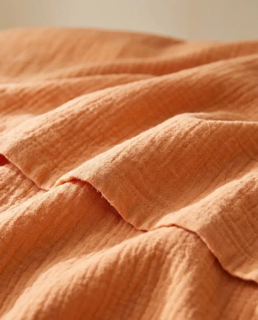 Housse de couette gaze de coton Terracotta - Gros plan matière
