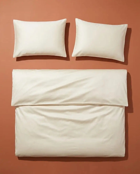 Parure satin de coton Neige - Housse et deux taies à plat