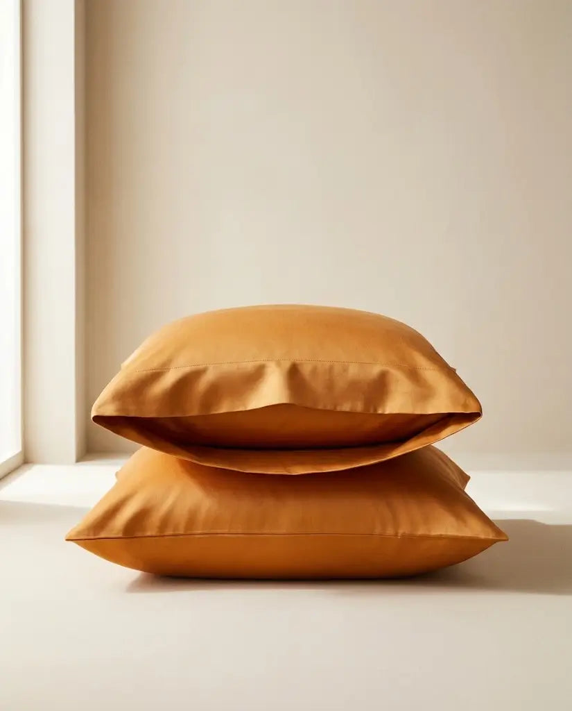 Taies d'oreiller satin de coton Cannelle – taies empilées