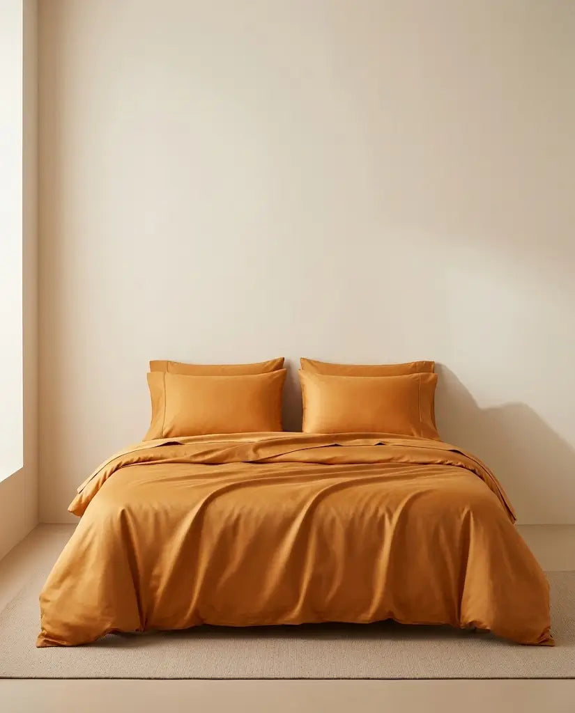 Taies d'oreiller satin de coton Cannelle – sur le lit