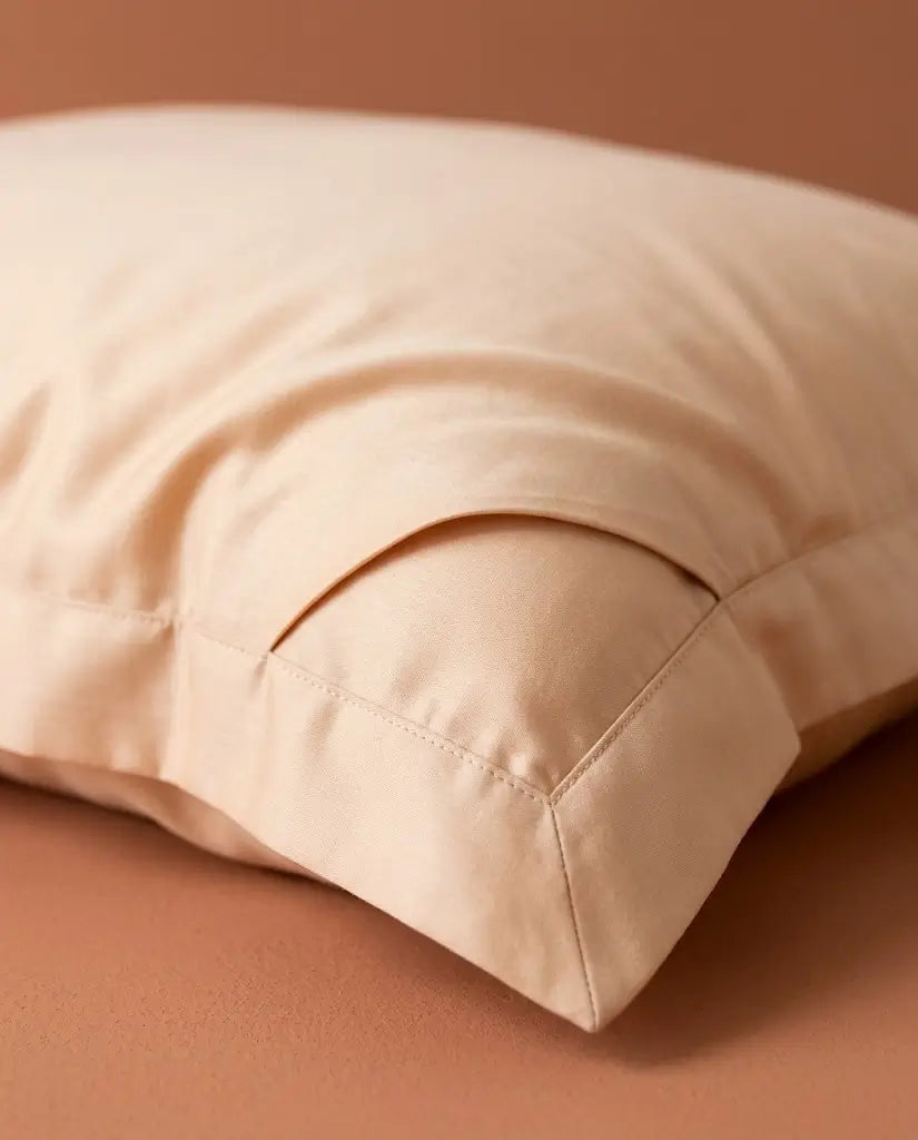 Taies d'oreiller satin de coton Dune – détail du bord