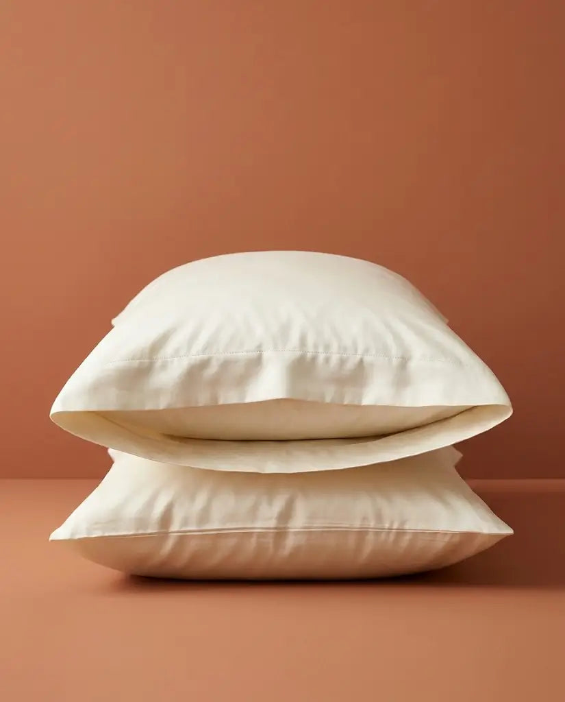 Taies d'oreiller satin de coton Neige – taies empilées