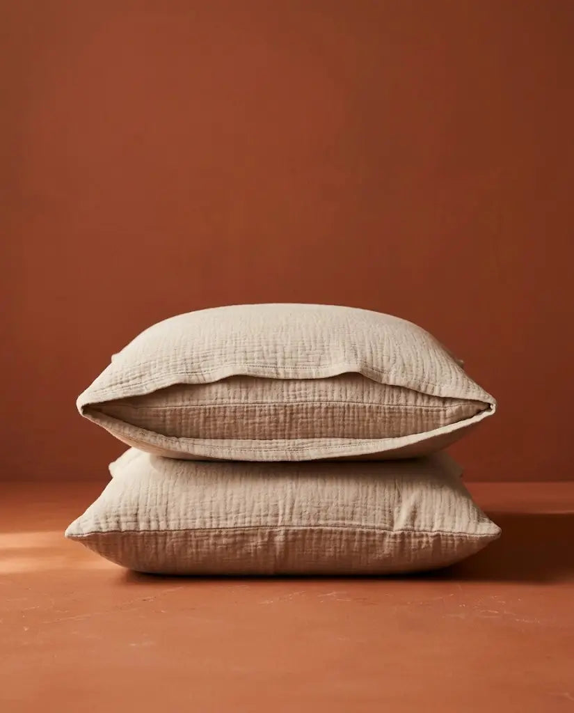 Taies d'oreiller gaze de coton Nude – taies empilées
